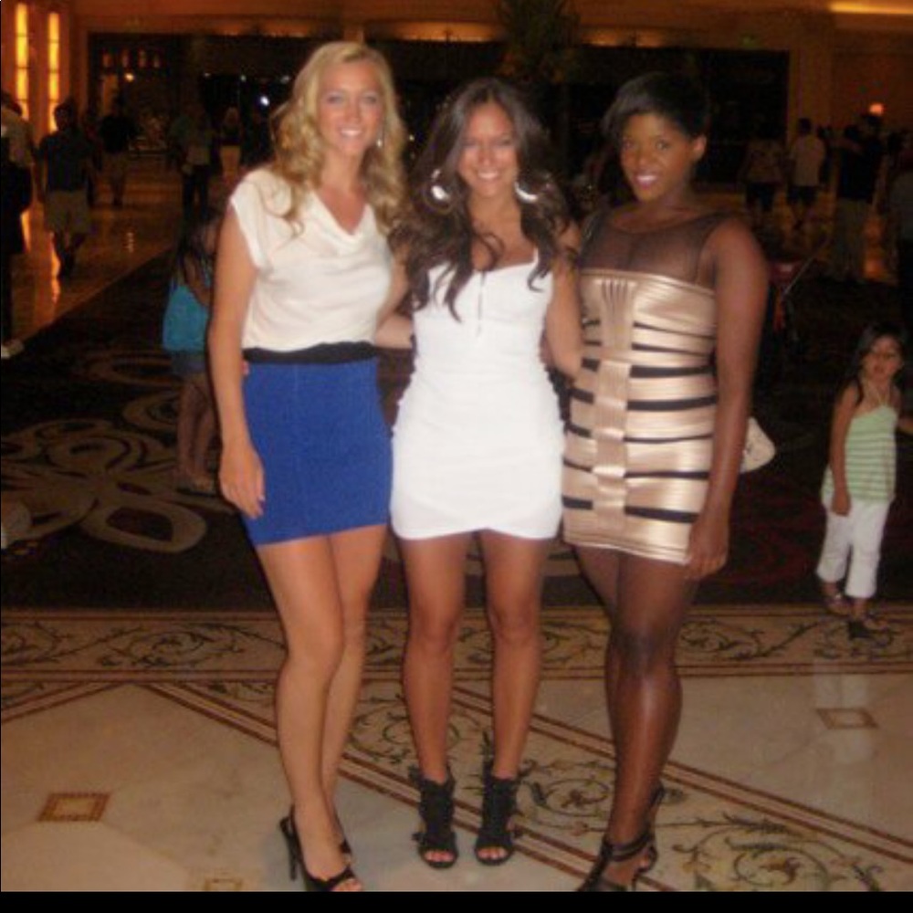 Bebe white and blue dress